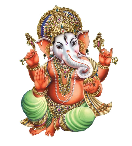 Immagine Del Signore Indiano Ganesha Sfondo Bianco — Foto Stock