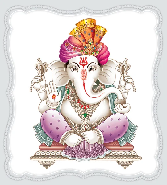 Imagem Lorde Indiano Ganesha Sobre Fundo Branco — Fotografia de Stock