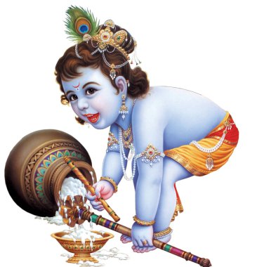 Hint Tanrısı Lord Krishna Yüksek Çözünürlüklü Çizim
