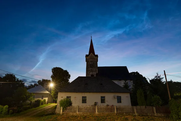 Noctilucent Clouds Gothic Church Turciansky Dur Village Slovakia — Stock Photo, Image