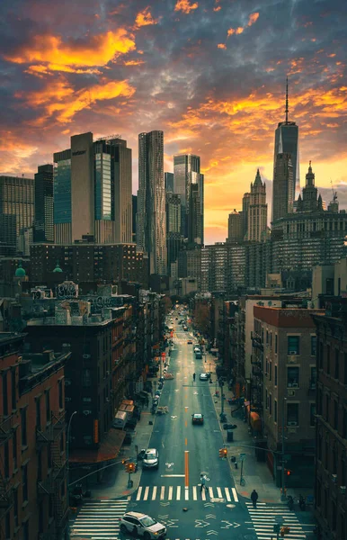 New York City Street Beautiful Travel Buildings People Traffic — 图库照片