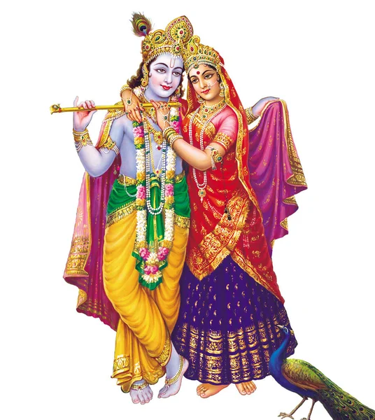 Dieu Indien Radhakrishna Image Mythologique Indienne Radhakrishna — Photo