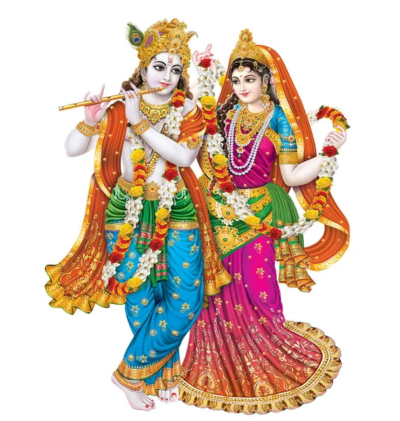 Indiska Gud Radhakrishna Indiska Mytologiska Bilden Radhakrishna — Stockfoto