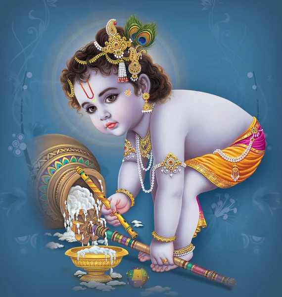Dio Indiano Lord Krishna Illustrazione Alta Risoluzione — Foto Stock