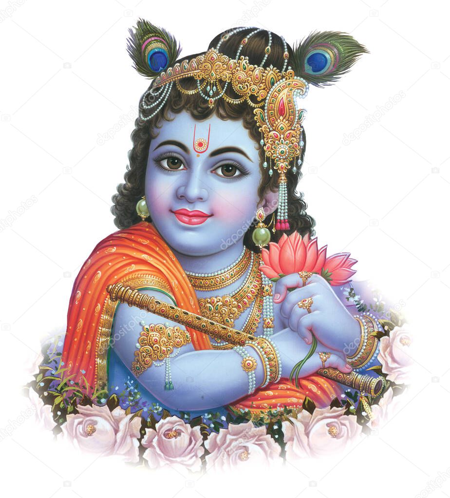 Indian God Lord Krishna High Resolution Illustration