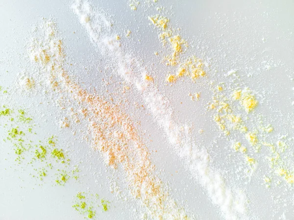 Texture Flour Different Colors Poured Table — Stock Photo, Image