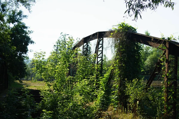 Oude Ijzeren Brug Een Bergrivier — Stockfoto