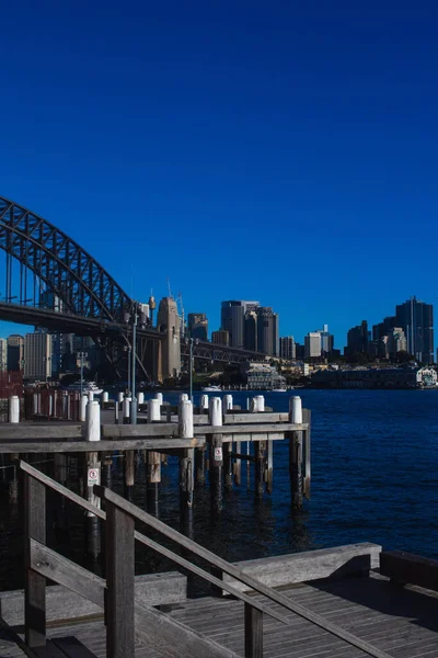 Sydney Limanı Köprüsü Şehrin Ufuk Çizgisi Sydney — Stok fotoğraf