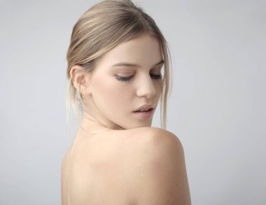 studio portrait of beautiful white girl