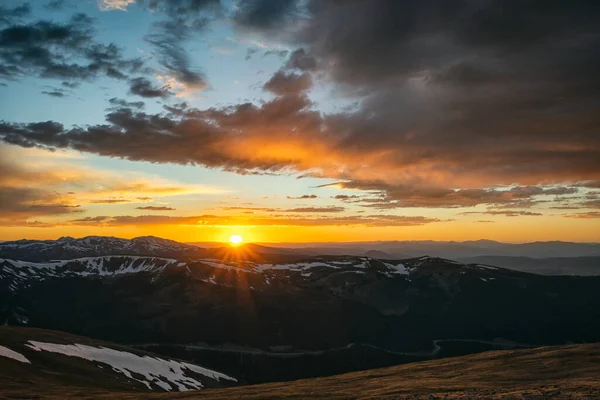 Ηλιοβασίλεμα Στα Βραχώδη Όρη Κολοράντο — Φωτογραφία Αρχείου