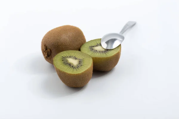 Zelené Kiwi Bílém Pozadí — Stock fotografie