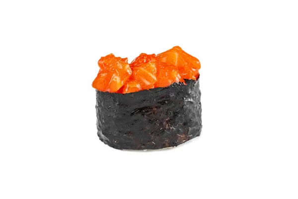 Traditioneller Japanischer Sushi Gunkan Mit Lachs Auf Weißem Hintergrund — Stockfoto
