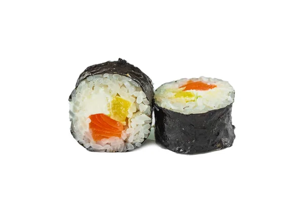 Tradizionale Giapponese Sushi Rolls Sfondo Bianco — Foto Stock