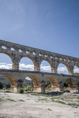 Fransa 'da Pont du gard, Provence, eski Roma binası, antika anıt