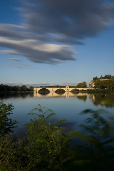 Long Exposure Iconic Pont Avignon Rhone River France — Stock Photo, Image