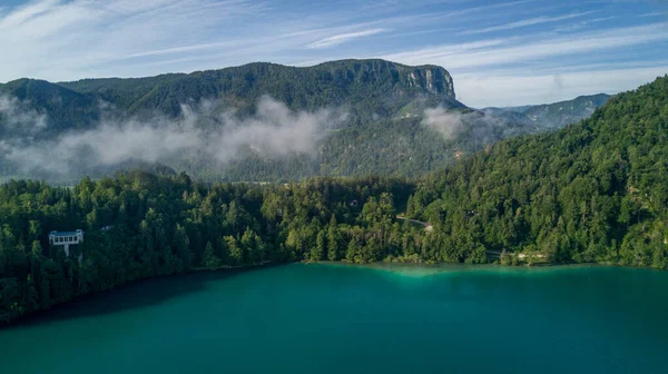 Εκκλησία Στη Λίμνη Blake Νησί Στην Slovenia — Φωτογραφία Αρχείου