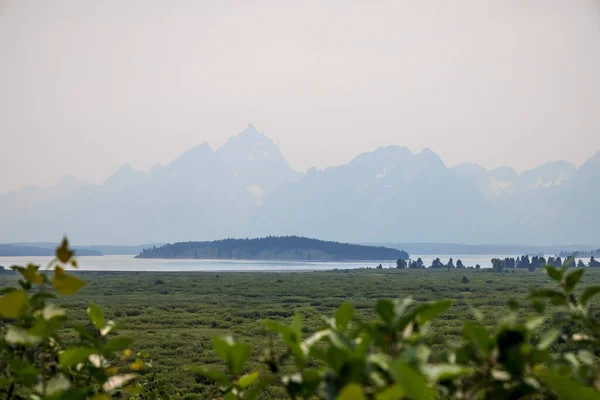 Kalifornijski Dym Pożarowy Widziany Parku Narodowym Grand Teton — Zdjęcie stockowe