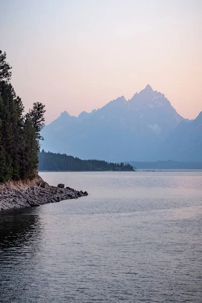 Kalifornijski Dym Pożarowy Widziany Parku Narodowym Grand Teton — Zdjęcie stockowe