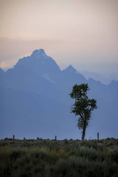 Kalifornijski Dym Pożarowy Widziany Parku Narodowym Grand Teton — Zdjęcie stockowe