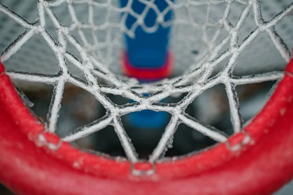 Basketbal Hoepel Net Bevroren — Stockfoto