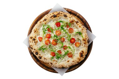 Domatesli ve roka aromalı pizza.