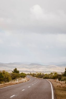 Vahşi doğada yol gezisi sırasında boş yol