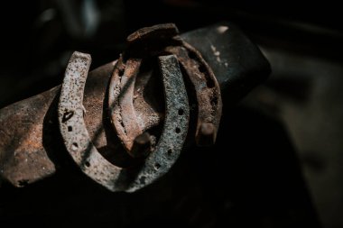 Paslı nallar demircinin örsünün üzerinde dinleniyor.