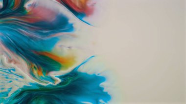 Canlı deniz mavisi ve mavi sıvı sanat beyaz ve turuncu renklerle birleşiyor.