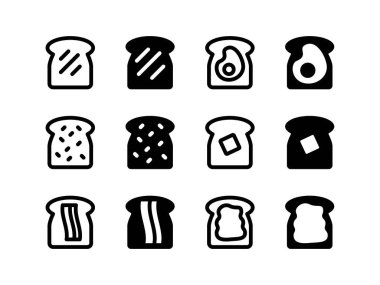 Basit Vektör Çizgisi ve Kabartma Simgeleri Tost Ekmeği