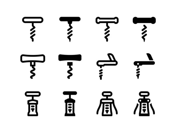 Basit Vektör Satırı ve Glyph Simgesi Tirbuşonu