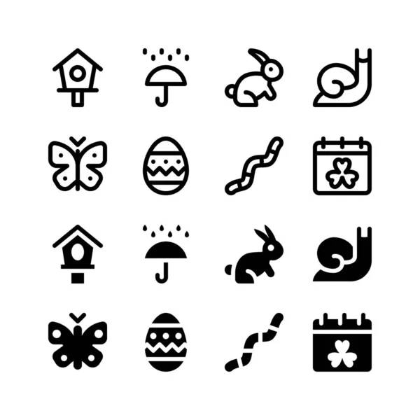 Einfaches Set Von Spring Vector Glyph Und Line Icons Mit — Stockvektor