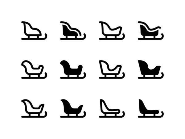 Simple Set Vector Line Glyph Icons Sleigh — Stock Vector