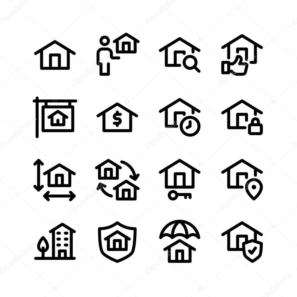 Simple Set of Real Estate Related Vector Line Icons. Contains Icons as House, Property Agent, Search, Best Home and more.