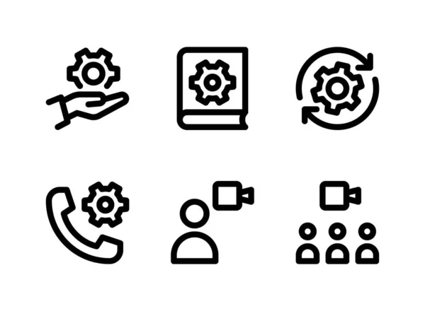Einfaches Set Von Hilfe Und Unterstützungssymbolen Für Vektorzeilen Enthält Symbole — Stockvektor