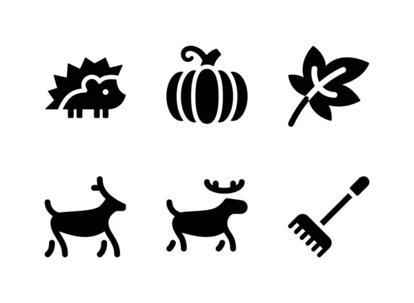 Eenvoudige Set Van Herfst Gerelateerde Vectorvaste Iconen Bevat Pictogrammen Als — Stockvector