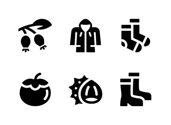 Conjunto Simple Iconos Sólidos Vectoriales Relacionados Con Otoño Contiene Iconos — Archivo Imágenes Vectoriales