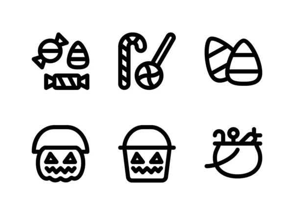 Simple Set Halloween Related Vector Line Icons Contains Icons Candies — Stock Vector