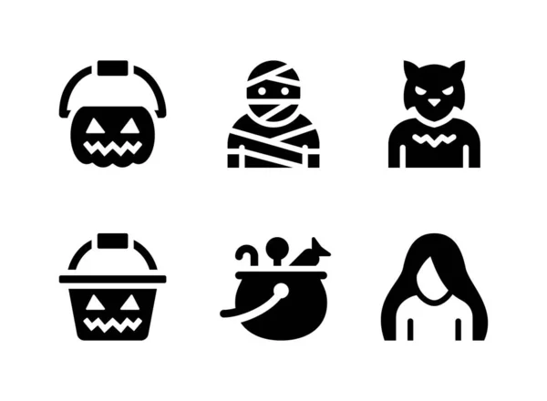 Conjunto Simple Iconos Sólidos Vectoriales Relacionados Con Halloween Contiene Iconos — Archivo Imágenes Vectoriales