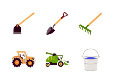 Çiftçilikle İlgili Basit Satır Simgeleri. Simgeleri çapa, kürek, tırmık ve daha fazlası olarak içerir.