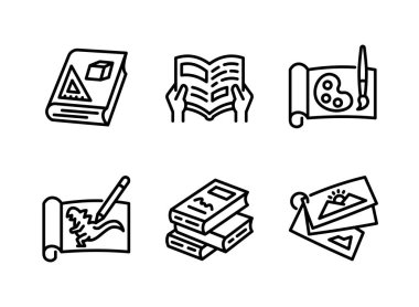 Okula Dönüş ile İlgili Basit Satır Simgeleri. Matematik Kitabı, Okuma, Çizim Kitabı ve daha fazlası olarak Simgeleri İçerir.