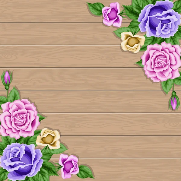 Wood background with roses