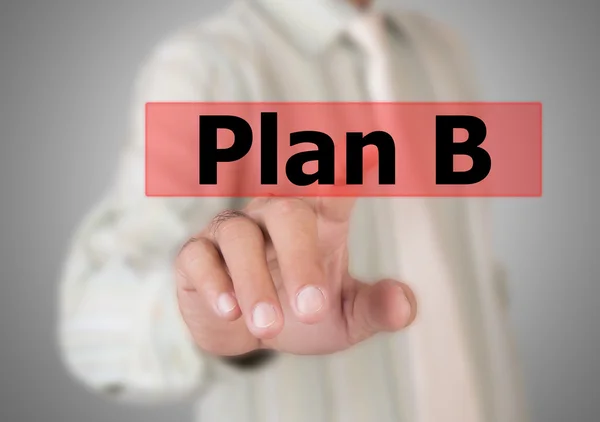Empresário tocando em um botão Plano B — Fotografia de Stock