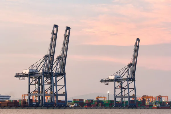 Εμπορευματικές μεταφορές φορτίου κοντέινερ πλοίο με Γερανογέφυρα προσωπικότοοποίοεργάζεταιστιςαντιπροσωπείεςτης shipya — Φωτογραφία Αρχείου