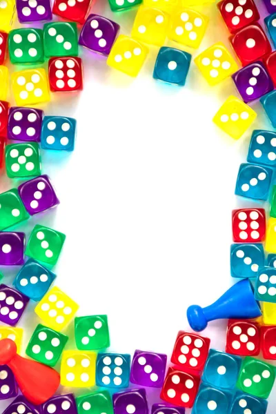 Colorful Dices White Background Empty Space Center Royalty Free Stock Images