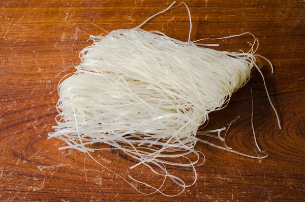 White noodle on wood table — Stock Photo, Image