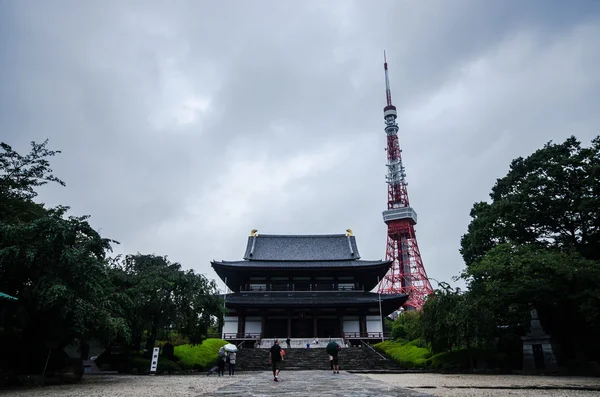 Wieża Tokio i zojo-ji Rozciągacz w Tokio, Japonia — Zdjęcie stockowe