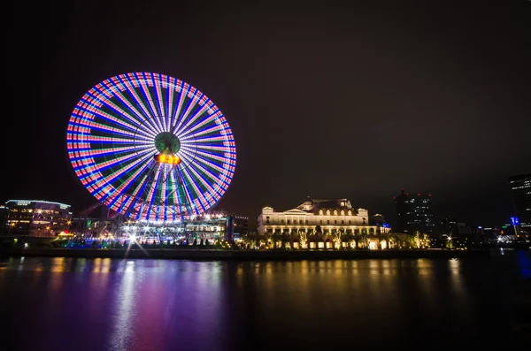 Ferris dans yokohama la nuit — Photo