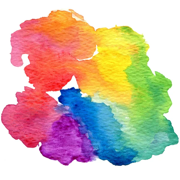 Kleurrijke regenboog aquarel textuur. Geïsoleerd op witte achtergrond. — Stockfoto