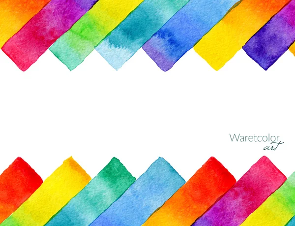 Background with hand drawn rainbow watercolor rectangular elements.