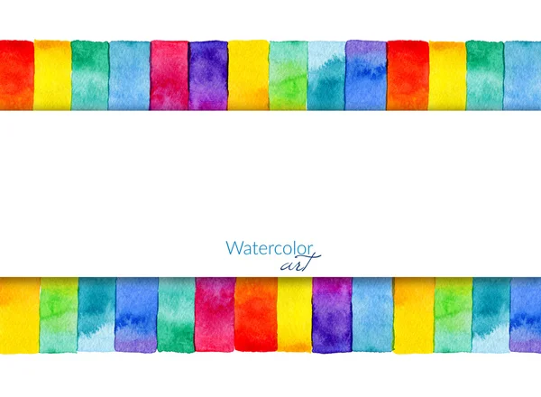 Background with hand drawn rainbow watercolor rectangular elements. — Stock Photo, Image